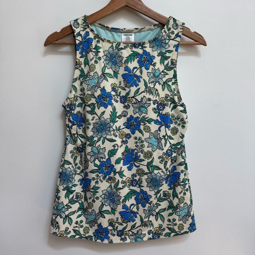 Lands End Floral High Neck Tankini Swimsuit Top Women Size 6 - Picture 2 of 13